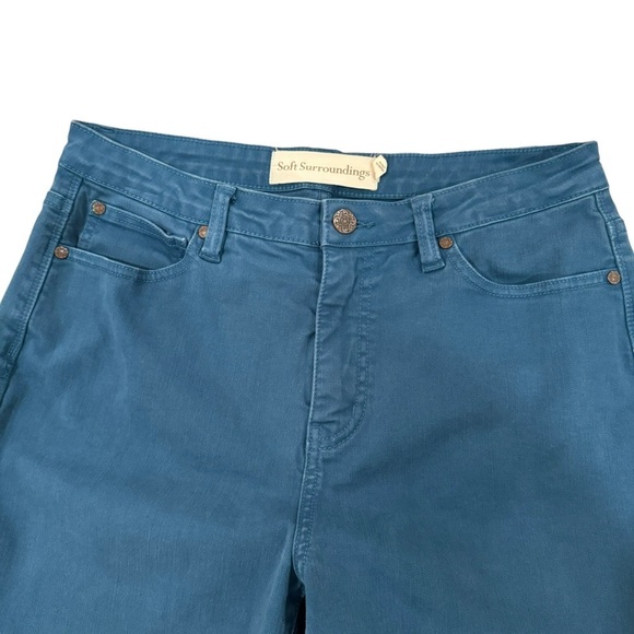 Soft Surroundings Women's High Rise Slim Jeans 8T Teal Blue Cotton Stretch - Picture 3 of 9